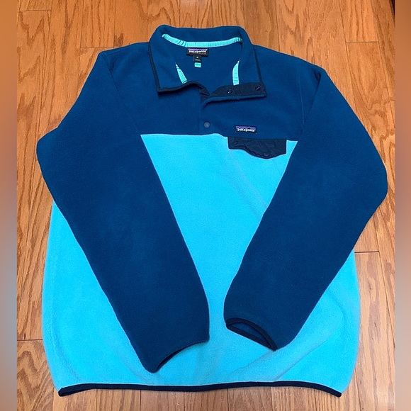 Men’s XL Two Tone Recycled Polyester PATAGONIA Snap Button Fleece Synchilla - Picture 3 of 16